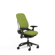 Leap Chair Steelcase Leap Plus Desk Chair in Buzz2 Meadow Green Fabric - 500 lb Weight Capacity - Highly Adjustable Arms - Black Frame and Base - Soft Dual Wheel Hard Floor Casters