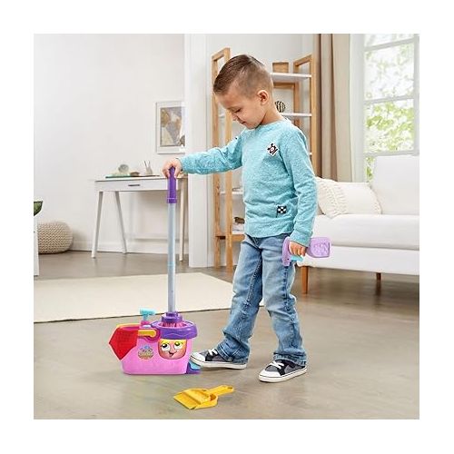  LeapFrog Clean Sweep Learning Caddy, Kids Mop and Broom Cleaning Toy Set for Ages 3-5, Pink