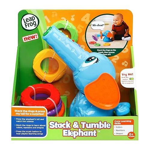  LeapFrog Stack and Tumble Elephant , Blue, 6 months to 48 months, 6pieces