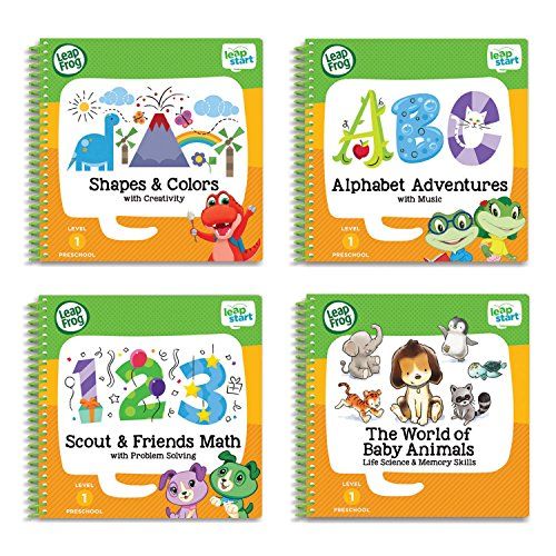  [아마존베스트]LeapFrog LeapStart Preschool 4-in-1 Activity Book Bundle with ABC, Shapes & Colors, Math, Animals