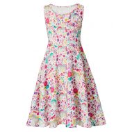 Leapparel Girls Dresses Floral Printed Sleeveless Sundress Casual Round Neck Frock for 4-13 Years