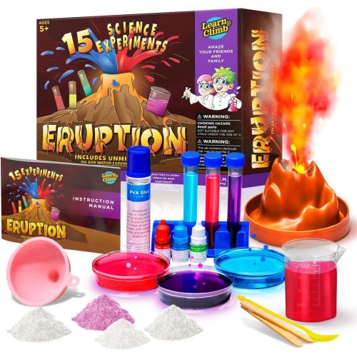  Learn & Climb Erupting Volcano Science Kit for Kids -15 Experiments!