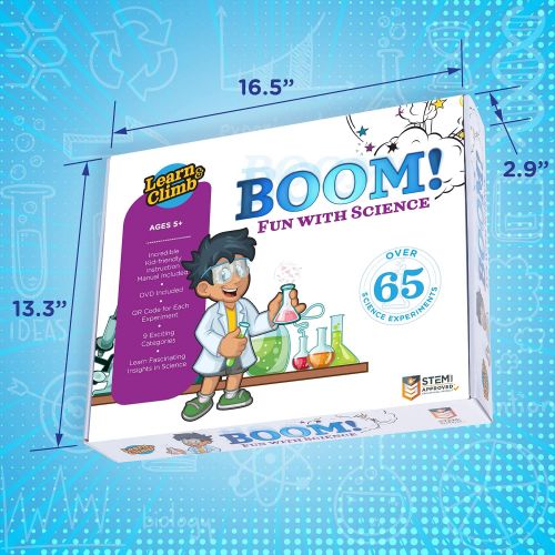  Learn & Climb Kids Science Set - Over 60 Experiments Kit, How-to DVD and Instruction Manual. 55 Pieces, Year-Round Fun Educational Science Activities