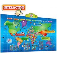 [아마존베스트]Kids Interactive Talking World Map Touch Activated Geography for Kids, Push-to-Talk Map Learn Over 1000 Facts and Quizzes About 92 Countries World Map Puzzle Game, Fun & Educationa