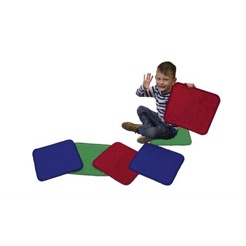 Learning Carpets Carpet Squares Set of 6 (Red, Blue, Green), Colorful