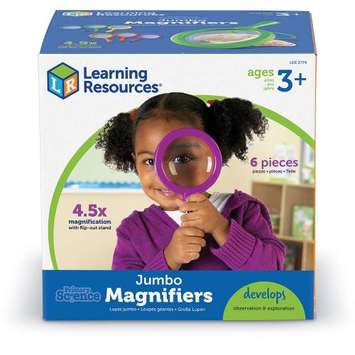  Learning Resources Jumbo Magnifiers, Exploration Play, Set of 6 Magnifiers, Ages 3+