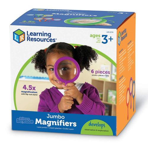  Learning Resources Jumbo Magnifiers, Exploration Play, Set of 6 Magnifiers, Ages 3+
