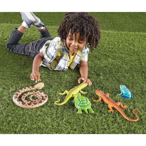  Learning Resources Jumbo Reptiles & Amphibians I Tortoise, Gecko, Snake, Iguana, and Tree Frog, 5 Animals