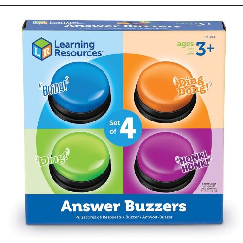  [아마존베스트]Learning Resources Answer Buzzers, Set of 4 Assorted Colored Buzzers, Ages 3+