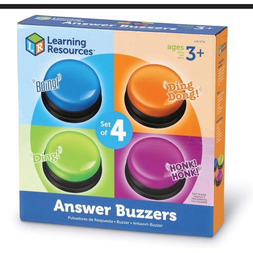  [아마존베스트]Learning Resources Answer Buzzers, Set of 4 Assorted Colored Buzzers, Ages 3+