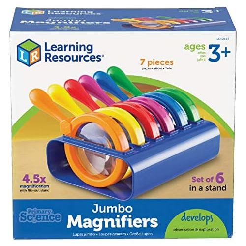  [아마존베스트]Learning Resources Primary Science Jumbo Magnifiers with Stand, Set of 6 Magnifiers, Ages 3+