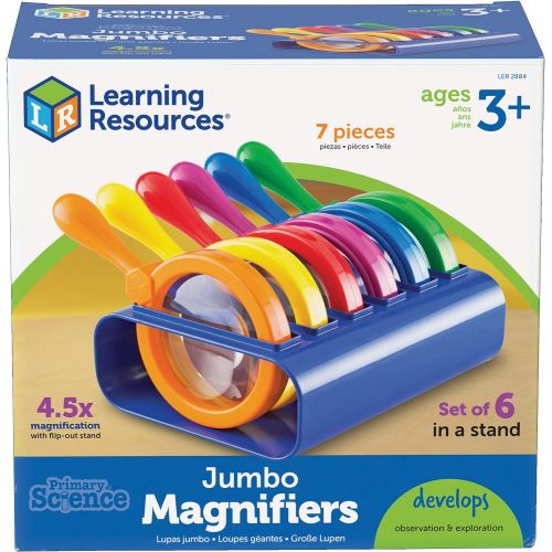  [아마존베스트]Learning Resources Primary Science Jumbo Magnifiers with Stand, Set of 6 Magnifiers, Ages 3+