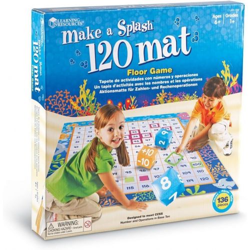  Learning Resources Make a Splash 120 Mat Floor Game, Addition/Subtraction, 136 Pieces, Ages 6+