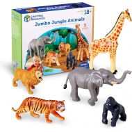 Learning Resources Jumbo Jungle Animals I Lion, Tiger, Gorilla, Elephant, and Giraffe, 5 Pieces, Ages 3+