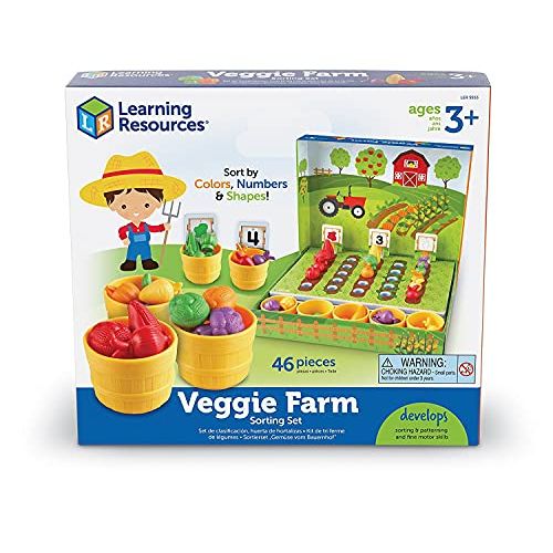  Learning Resources Veggie Farm Sorting Set, Food Sorting Game, Easter Basket Toy, 46 Pieces, Ages 3+