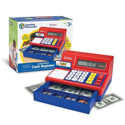  Learning Resources Pretend & Play Calculator Cash Register, Classic Counting Toy, Kids Cash Register,73 Pieces, Ages 3+