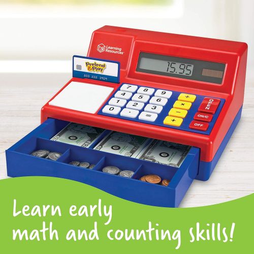  Learning Resources Pretend & Play Calculator Cash Register, Classic Counting Toy, Kids Cash Register,73 Pieces, Ages 3+