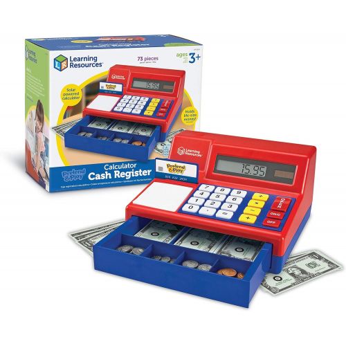  Learning Resources Pretend & Play Calculator Cash Register, Classic Counting Toy, Kids Cash Register,73 Pieces, Ages 3+