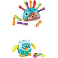 Learning Resources Fine Motor Friends Bundle, Spike The Fine Motor Hedgehog & Hoot The Fine Motor Owl, 2 Pack, Ages 18 mos+