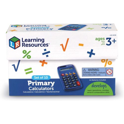  [아마존베스트]Learning Resources Primary Calculator, Basic Solar Powered Calculators, Teacher Set of 10 Calculators, Ages 3+