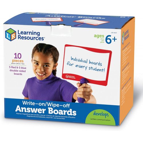  [아마존베스트]Learning Resources Write-on/Wipe-Off Answer Boards, Set of 10 Erasable Boards, Ages 6+