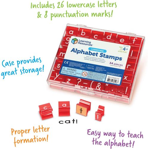  [아마존베스트]Learning Resources Lowercase Alphabet Stamps, Classroom Supplies, Alphabet Stamps for Kids, Teacher Accessories, Letter Learning, Stamps, 34 Pieces, Ages 3+