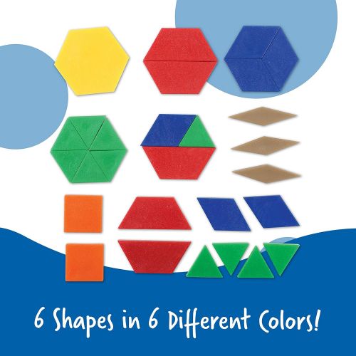  [아마존베스트]Learning Resources Plastic Pattern Blocks, Math Games for Kindergarten, Homeschool, Shape Recognition, Early Math Skills, Easter Gifts for Kids, Set of 250, Ages 4+