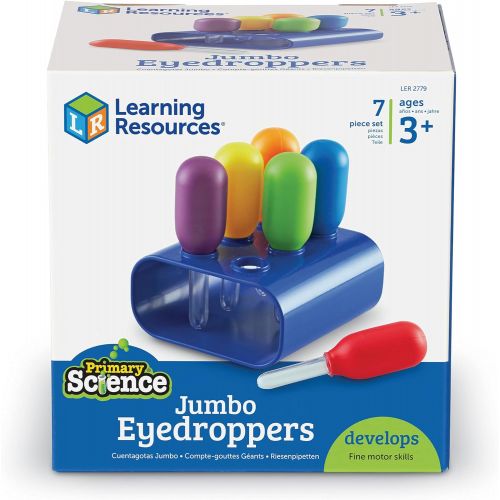  [아마존베스트]Learning Resources Jumbo Colorful Eyedroppers, Set of 6 with Stand, Science Class Tools, Sensory Table Accessories