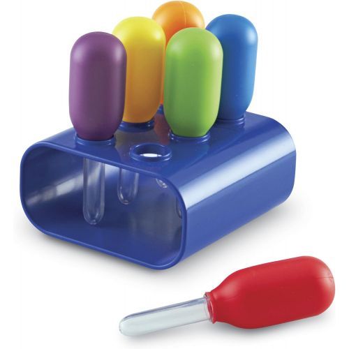  [아마존베스트]Learning Resources Jumbo Colorful Eyedroppers, Set of 6 with Stand, Science Class Tools, Sensory Table Accessories