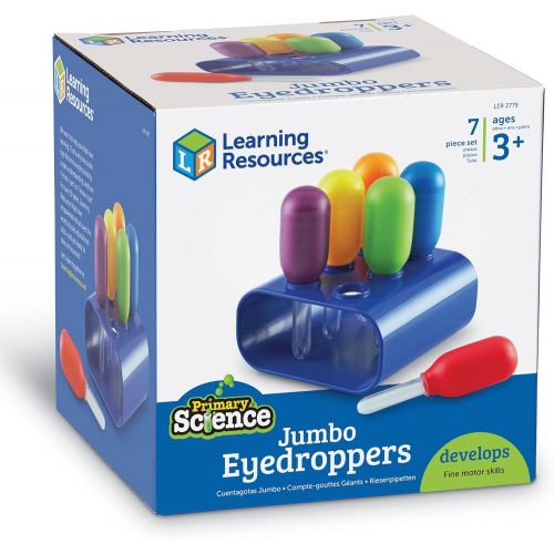  [아마존베스트]Learning Resources Jumbo Colorful Eyedroppers, Set of 6 with Stand, Science Class Tools, Sensory Table Accessories