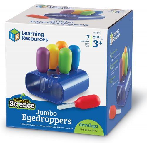  [아마존베스트]Learning Resources Jumbo Colorful Eyedroppers, Set of 6 with Stand, Science Class Tools, Sensory Table Accessories