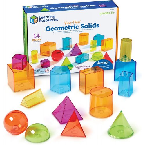 [아마존베스트]Learning Resources View-Thru Geometric Solids, Geometry Helper, 14 Pieces, Ages 8+