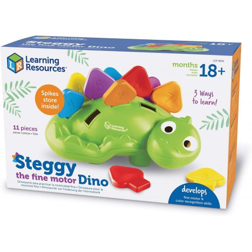 [아마존베스트]Learning Resources Steggy the Fine Motor Dino, Montessori Toys, Color Recognition, Developmental Toys, Fine Motor Toy, Ages 2+