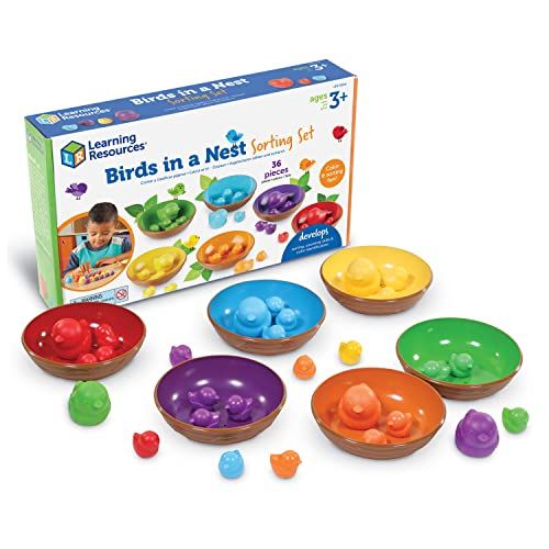  [아마존베스트]Learning Resources Birds in a Nest Sorting Set, Fine Motor Set, 36 Pieces, Ages 3+