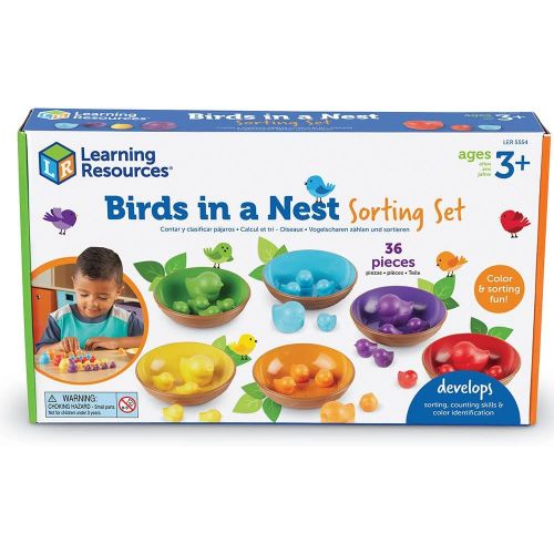  [아마존베스트]Learning Resources Birds in a Nest Sorting Set, Fine Motor Set, 36 Pieces, Ages 3+