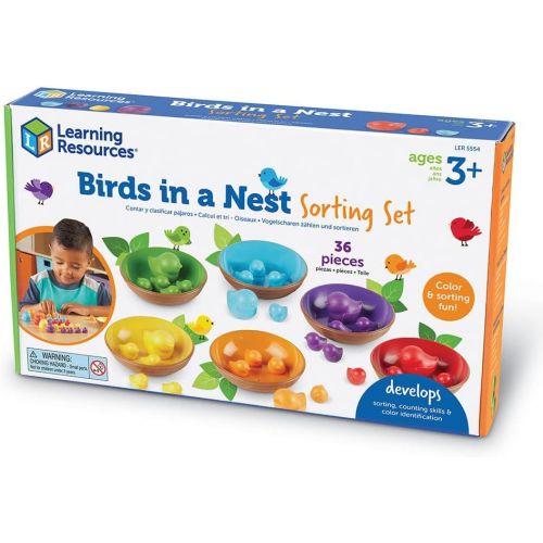  [아마존베스트]Learning Resources Birds in a Nest Sorting Set, Fine Motor Set, 36 Pieces, Ages 3+