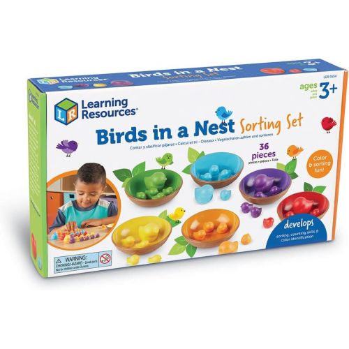  [아마존베스트]Learning Resources Birds in a Nest Sorting Set, Fine Motor Set, 36 Pieces, Ages 3+