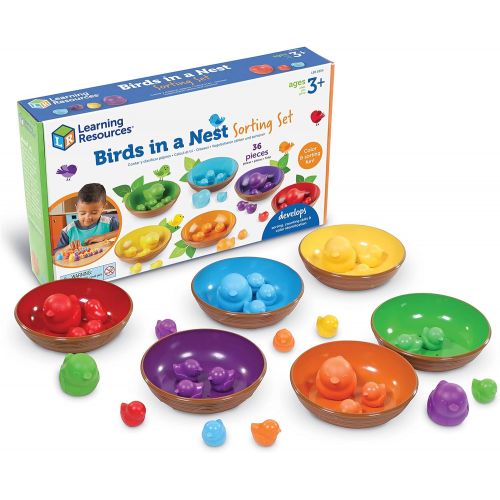  [아마존베스트]Learning Resources Birds in a Nest Sorting Set, Fine Motor Set, 36 Pieces, Ages 3+