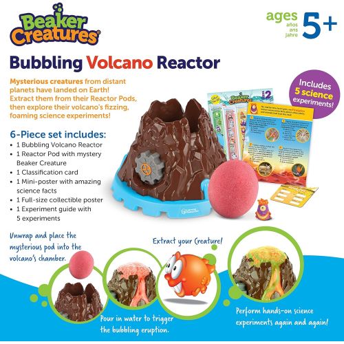  [아마존베스트]Learning Resources Beaker Creatures Bubbling Volcano Reactor, Preschool Science, Homeschool, STEM, Includes 5 Science Experiments, Easter Gifts for Kids, Easter Toy, 6 Pieces, Ages