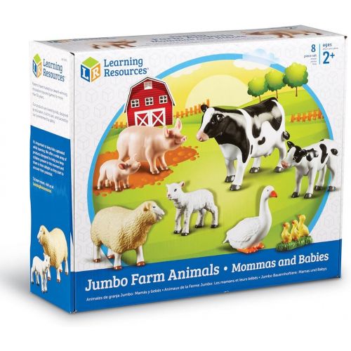  Learning Resources Jumbo Farm Animals: Mommas and Babies Toy Set, 8 Pieces