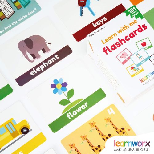  [아마존베스트]learnworx Flash Cards for Toddlers - 101 Cards - 202 Sides - Learn Objects, Numbers & Play Games - Great Value, Fun Learning and Educational Flashcards