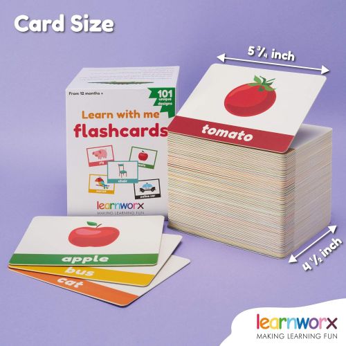 [아마존베스트]learnworx Flash Cards for Toddlers - 101 Cards - 202 Sides - Learn Objects, Numbers & Play Games - Great Value, Fun Learning and Educational Flashcards