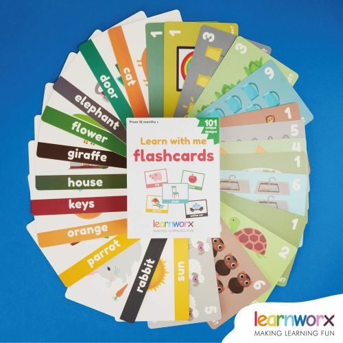  [아마존베스트]learnworx Flash Cards for Toddlers - 101 Cards - 202 Sides - Learn Objects, Numbers & Play Games - Great Value, Fun Learning and Educational Flashcards