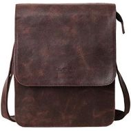 [아마존베스트]Leathario Men’s Leather Shoulder Bag Messenger Bag Crossbody Bag 11 inch Ipad Bag Satchel Bag Brown (brown-604)
