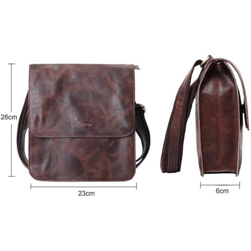  [아마존베스트]Leathario Leather Shoulder Bag Men’s Retro Leather Messenger Bag Crossbody Bag Satchel Bag Ipad Bag 11 inch Brown