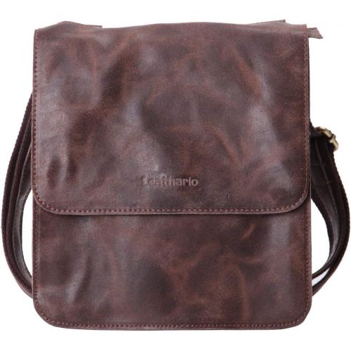  [아마존베스트]Leathario Leather Shoulder Bag Men’s Retro Leather Messenger Bag Crossbody Bag Satchel Bag Ipad Bag 11 inch Brown