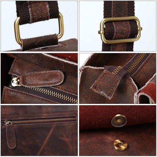  [아마존베스트]Leathario Leather Shoulder Bag Men’s Retro Leather Messenger Bag Crossbody Bag Satchel Bag Ipad Bag 11 inch Brown