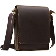 [아마존베스트]Leathario Mens Leather Cross Body Bag Shoulder Messenger Bag Vintage Satchel Rucksack IPAD Bag