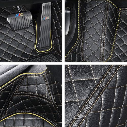  VioletLisa 3pcs Blk Leather+High Elastic Eponge+Non-Woven Fabric+XPE+Antiskid Burr Lining Car Floor Mats Carpet Liner Mat Main Driver+Copilot+Back Passenger Seats Set For 16-18 Hon