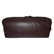 Leather Italia Italia Leather Framed Top Zip Toiletry Travel Shave Kit Brown